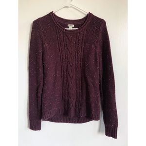 LL Bean Burgundy Cable-Knit Sweater